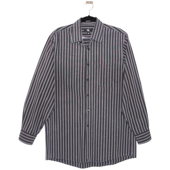 CK Calvin Klein Grey Stripped Button Down Size Medium - Picture 1 of 5